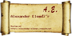 Alexander Elemér névjegykártya