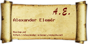 Alexander Elemér névjegykártya